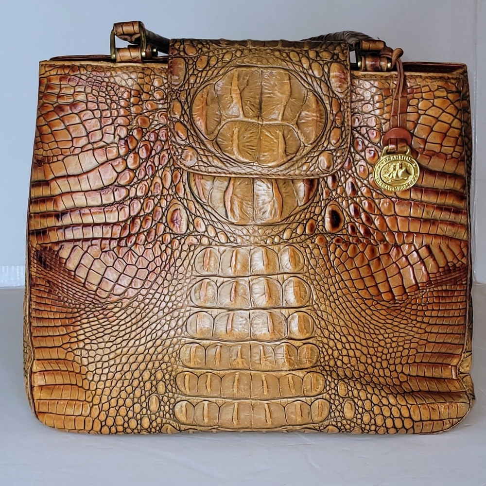 Brahmin Brown Crocodile Embossed Tote Satchle